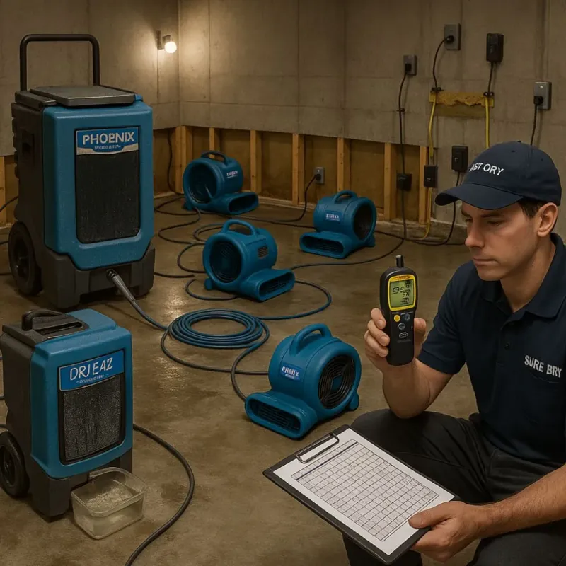 Structural Drying and Dehumidification process in Seeley, CA